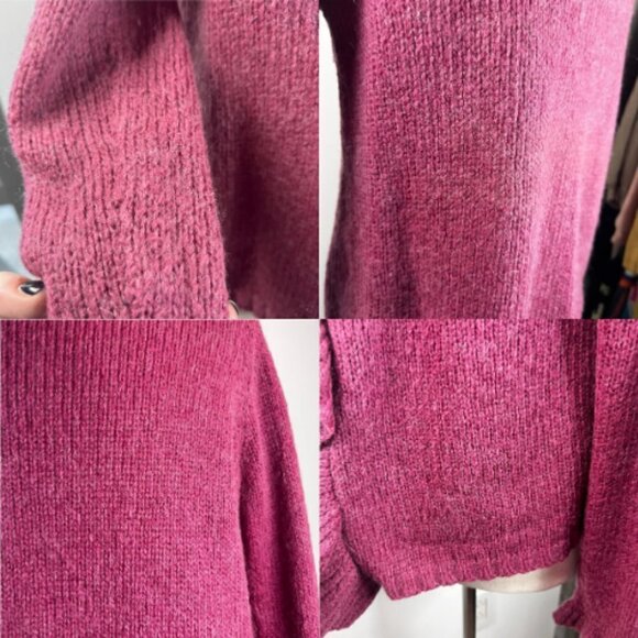 KIABI WOMAN Fuchsia Pink Purple Ruffle Wool Mohair Blend Cardigan Sweater Size L - Picture 15 of 15